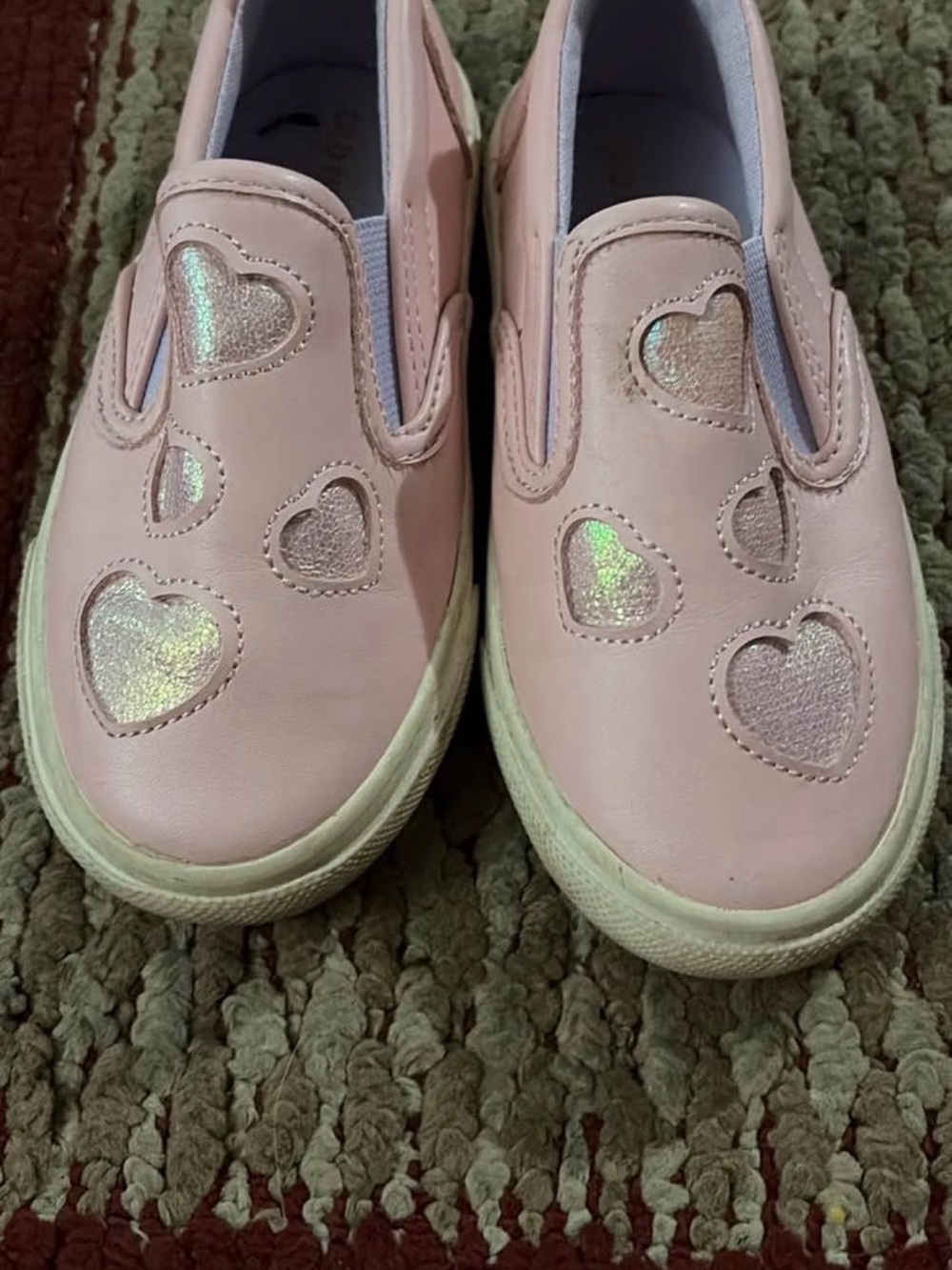 Old Navy Pink Slip-On Sneakers with Iridescent Heart Insets